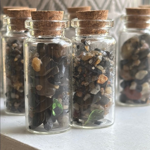 One Miniature Glass Bottle Filled with Maine Beach Pebbles and Sea Glass - Picture 2 of 3